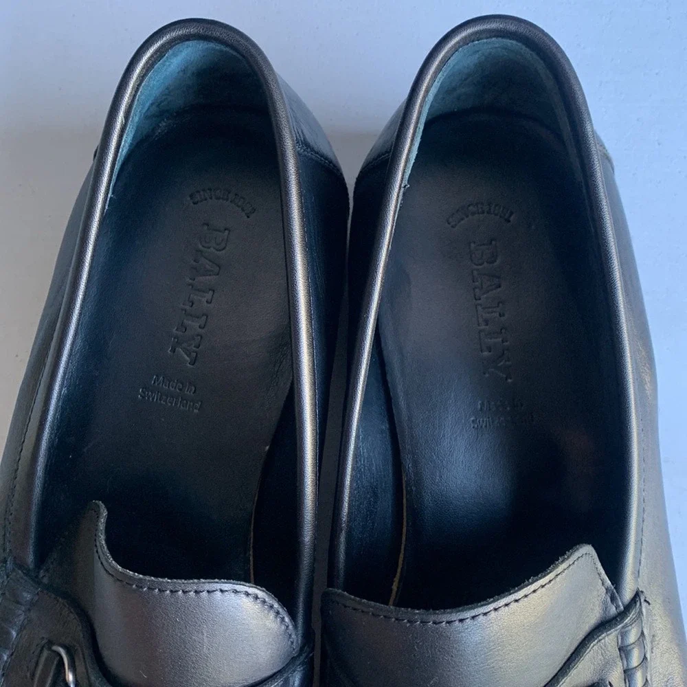 Bally Marano Webbing Bit Driving Loafer Shoes Mens 11.5 D Black Leather Slip On